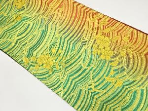 雲に桜模様織出し全通袋帯